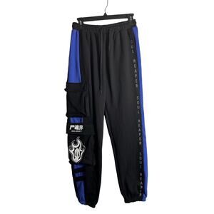 ATSUKO Soul Reaper Soul Society Sweat Pants NWT Black Blue White Pockets Size M